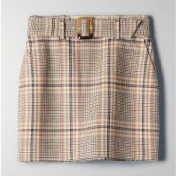 Aritzia Babaton Erickson Plaid Belted Mini Skirt Sz 6 - Picture 2 of 13